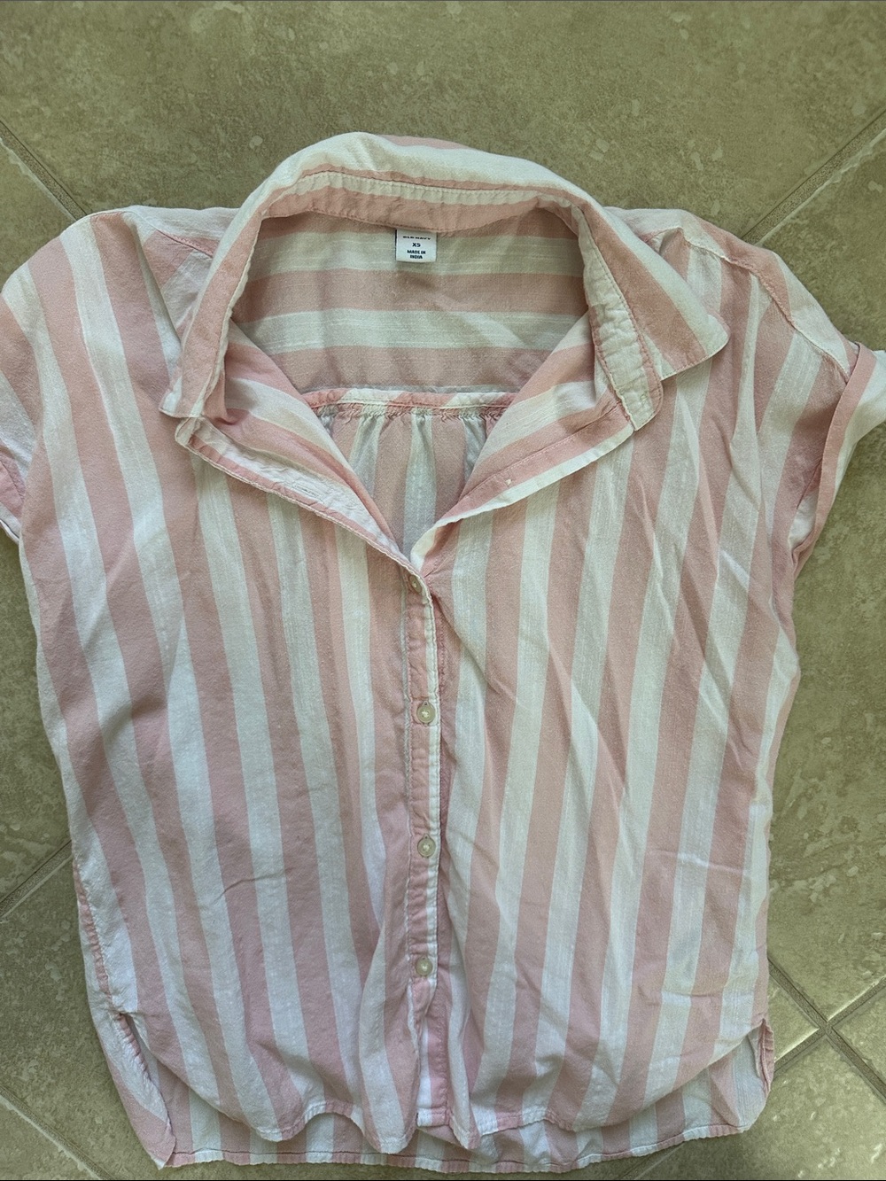 Old Navy Women’s Pink & White Striped Button-Front Shirt